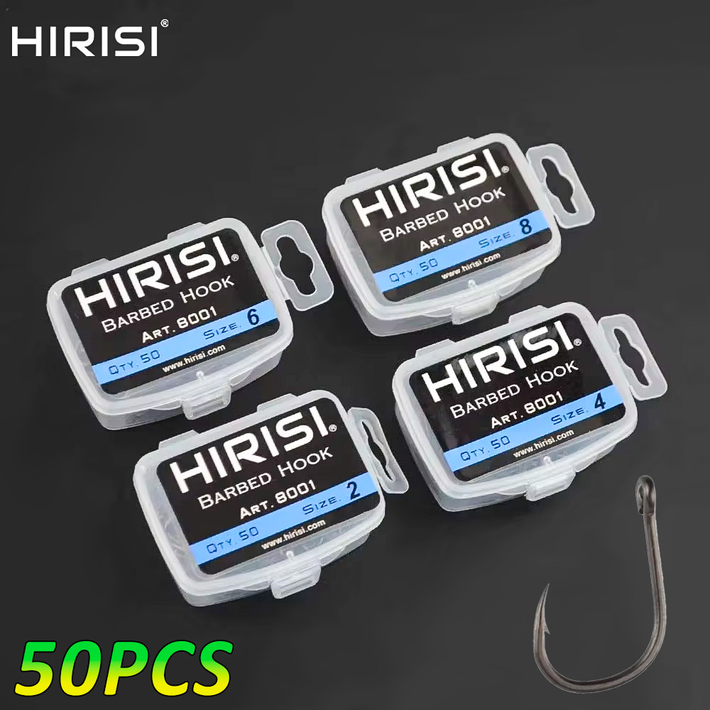 Fishing Hook Assortment - Hirisi 50pcs Barbed Coated Carp Fishing