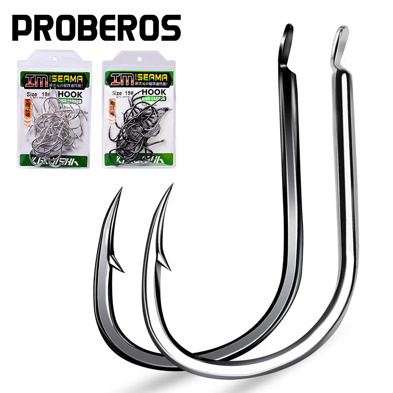 Fishing Hook Offset - PROBEROS 30Pcs High Carbon Steel Offset