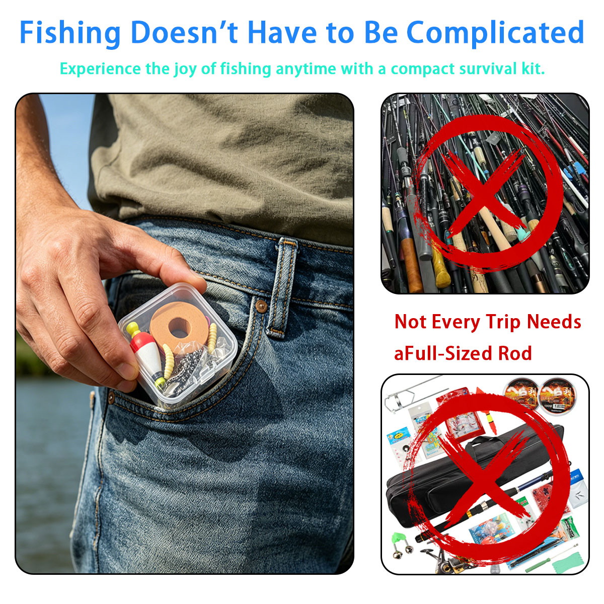 Fishing Hook Box - Portable Emergency Fishing Gear Set，Portable Outdoor