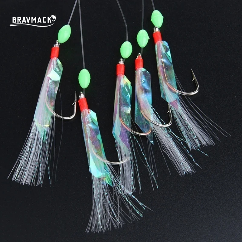 Fishing Hook Assortment - 5 Pcs/Set Multi-Color Soft Silverskin Fishing