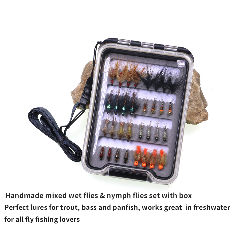 32PCS Nymph Flies Kit Trout Fi - Fishing Hook Barbless review and price