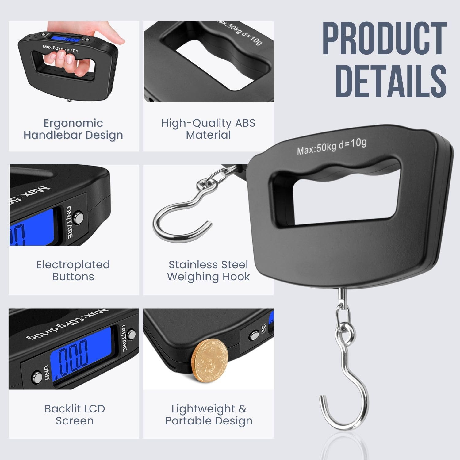 50kg Portable Handheld Digital - Fishing Hook Stainless Steel review and price