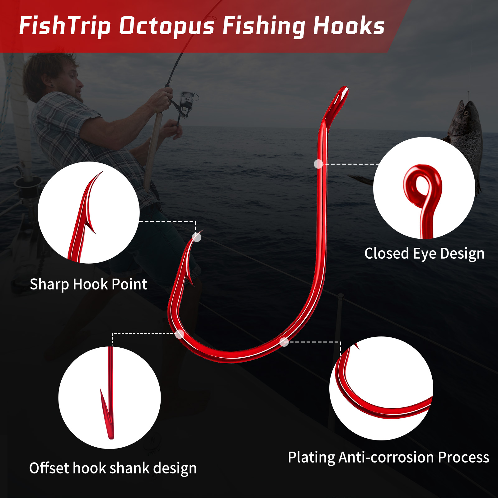 9KM 100Pcs Octopus Hook Red Ex - Fishing Hook Circle review and price