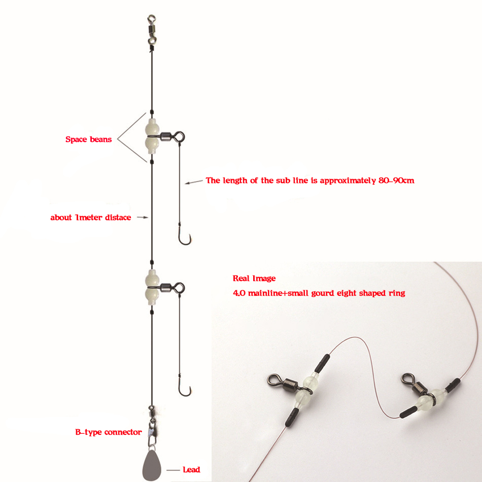MNFT 100Pcs Luminous 3 Way Dur - Fishing Hook Size review and price