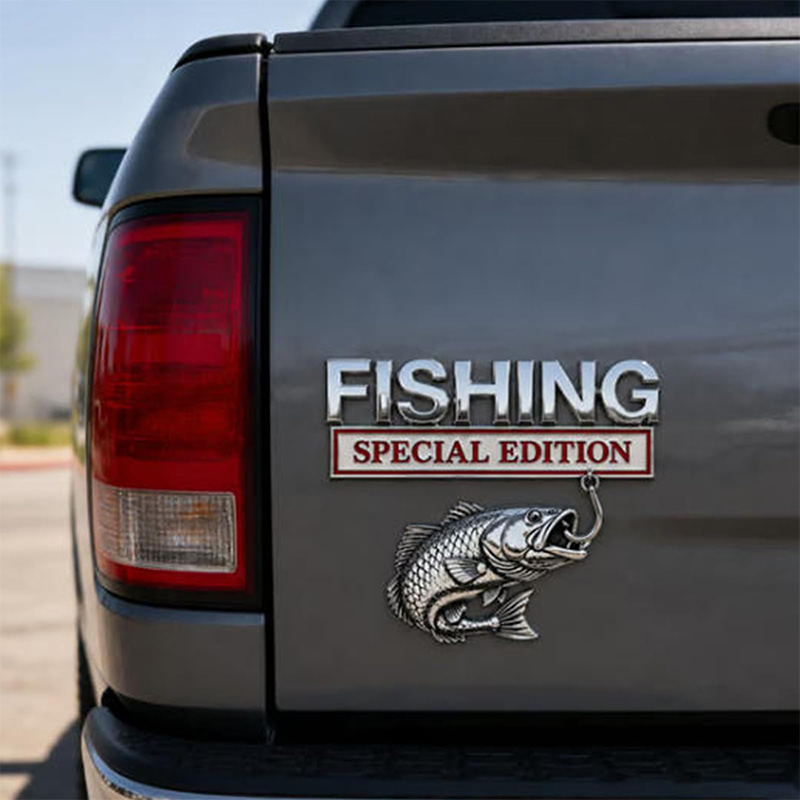 Chrome Fishing Car Badge Metal - Fishing Hook review and price