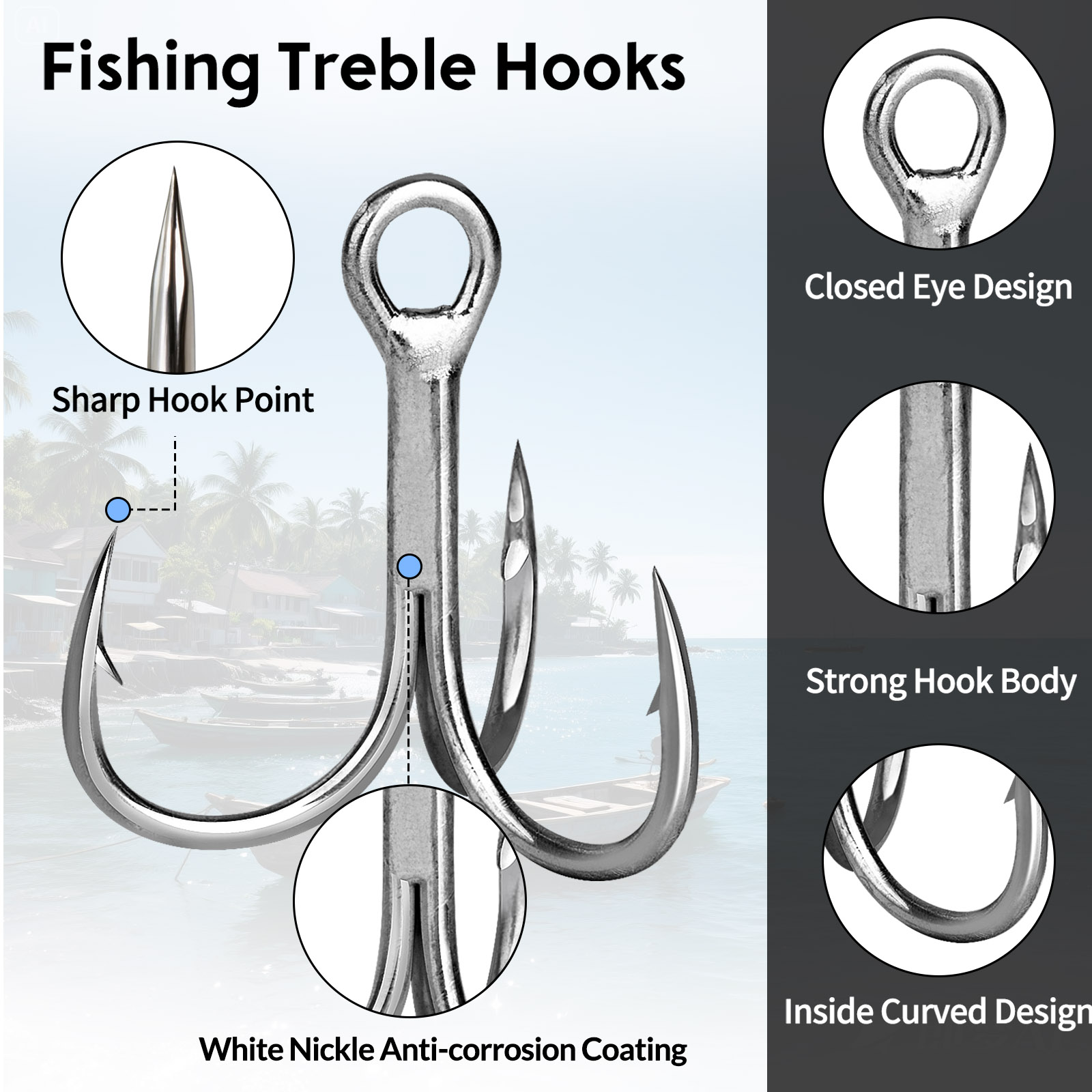9KM Saltwater Treble Hooks 3X  - Fishing Hook Offset review and price