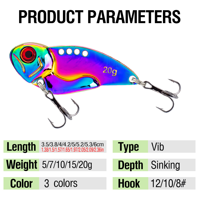 3PCS Metal Colorful VIB Lure 5 - Fishing Hook Treble review and price