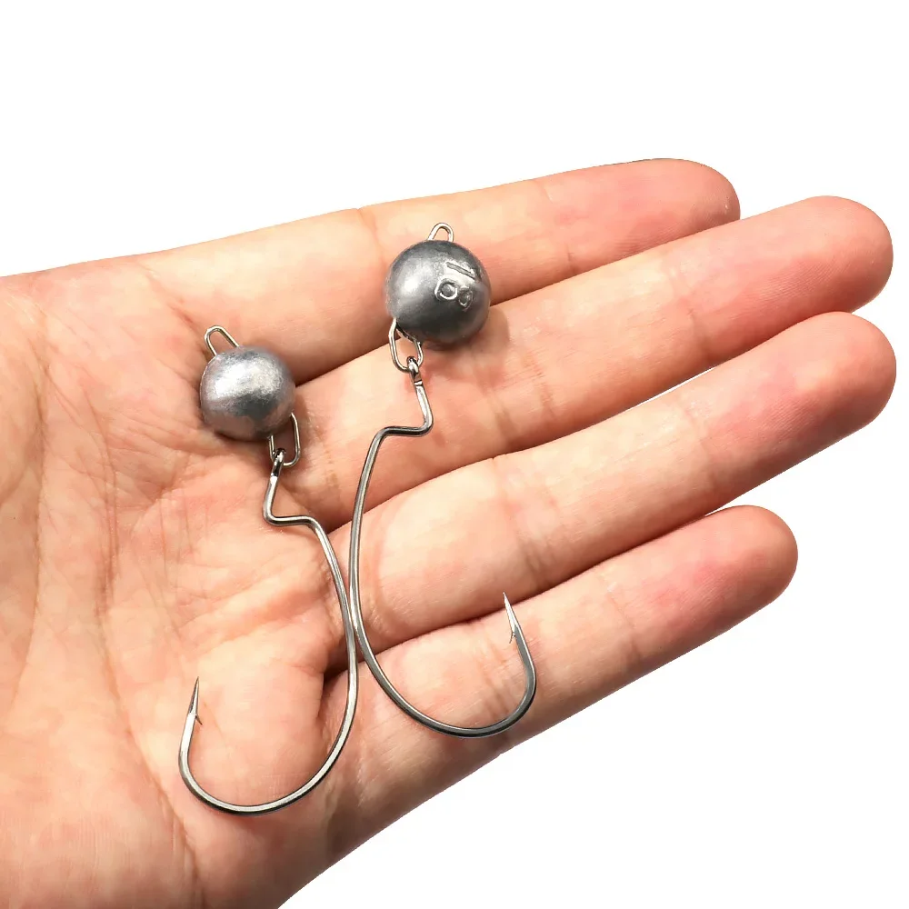 5pcs Metal Jig Head Worm Hooks - Fishing Hook Weedless review and price