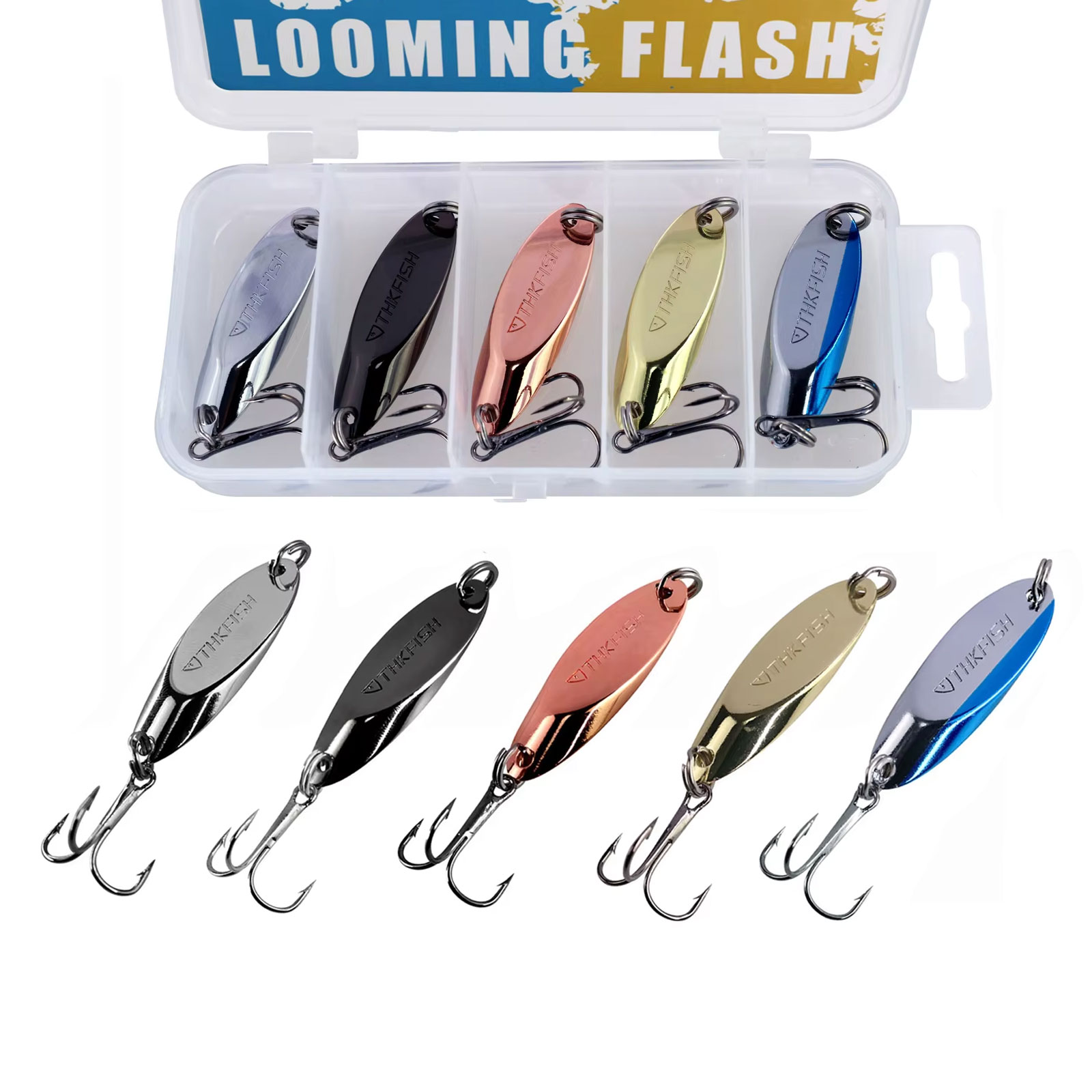 5pcs Metal Spinner Spoon Lures - Fishing Hook Treble review and price