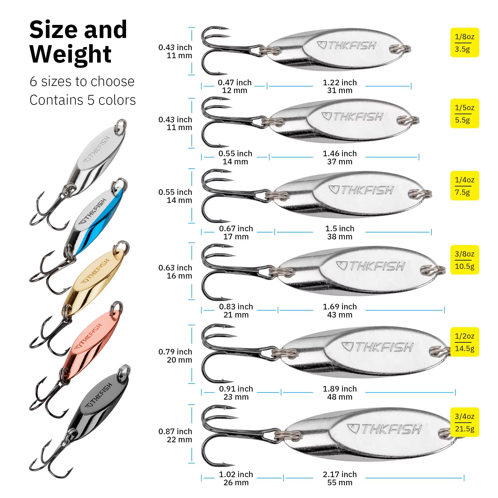 5pcs Metal Spinner Spoon Lures - Fishing Hook Treble review and price